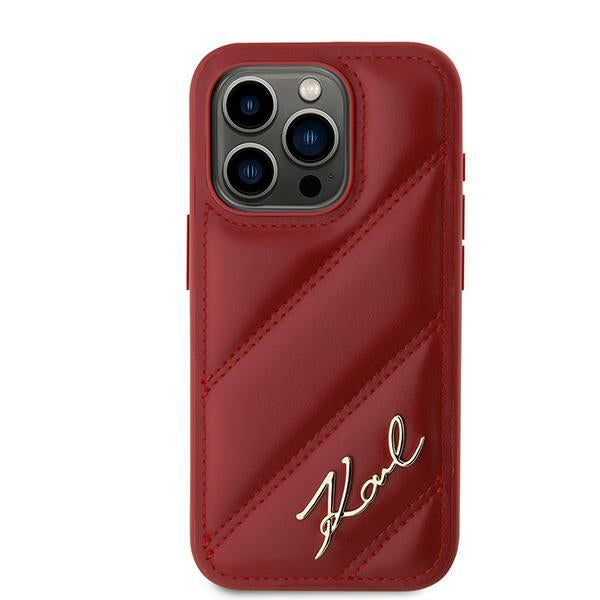 Etui na Apple iPhone 15 Pro, Karl Lagerfeld, Diagonal Quilted Script, Rosie