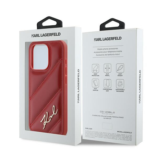 Etui na Apple iPhone 15 Pro, Karl Lagerfeld, Diagonal Quilted Script, Rosie