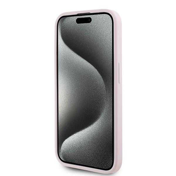 Etui na Apple iPhone 15 Pro, Karl Lagerfeld, Diagonal Quilted Script, Różowy