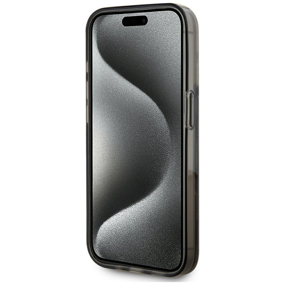 Etui na Apple iPhone 15 Pro, Karl Lagerfeld, Liquid Glitter Monogram, Czarne.