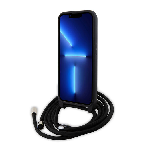 Etui na Apple iPhone 15 Pro, Karl Lagerfeld, Saffiano Crossbody Monogram Metal Pin Karl, Czarne