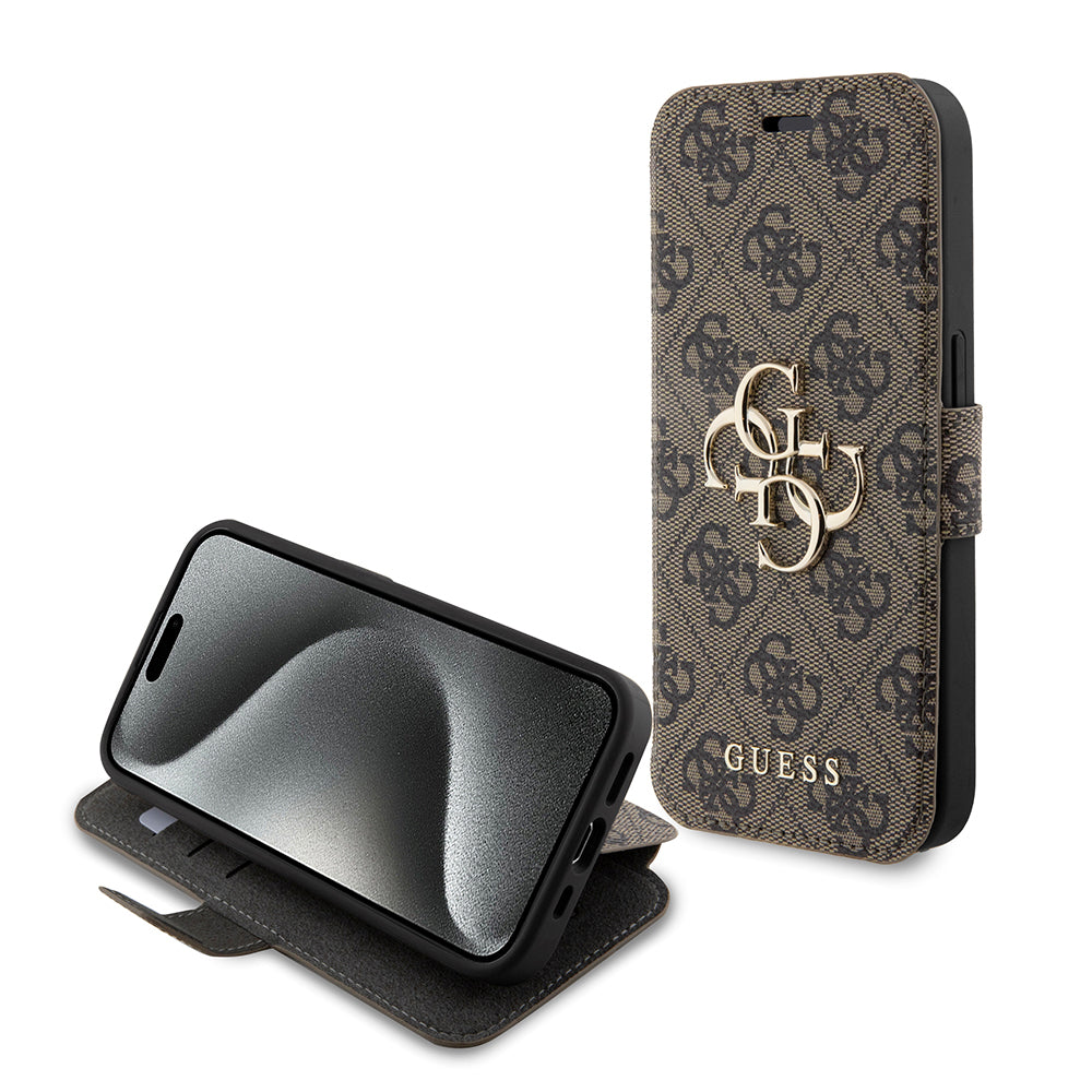 Etui na Apple iPhone 15 Pro Max, Guess, 4G Book, Brązowy