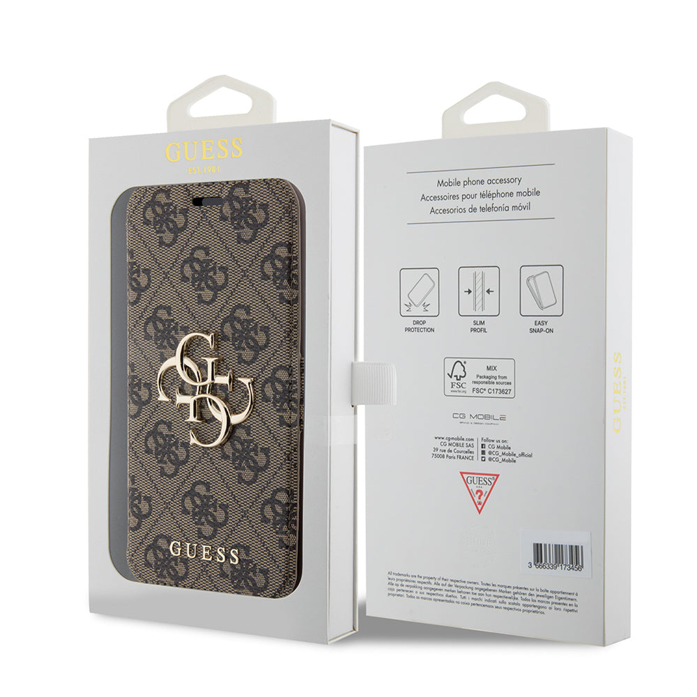 Etui na Apple iPhone 15 Pro Max, Guess, 4G Book, Brązowy