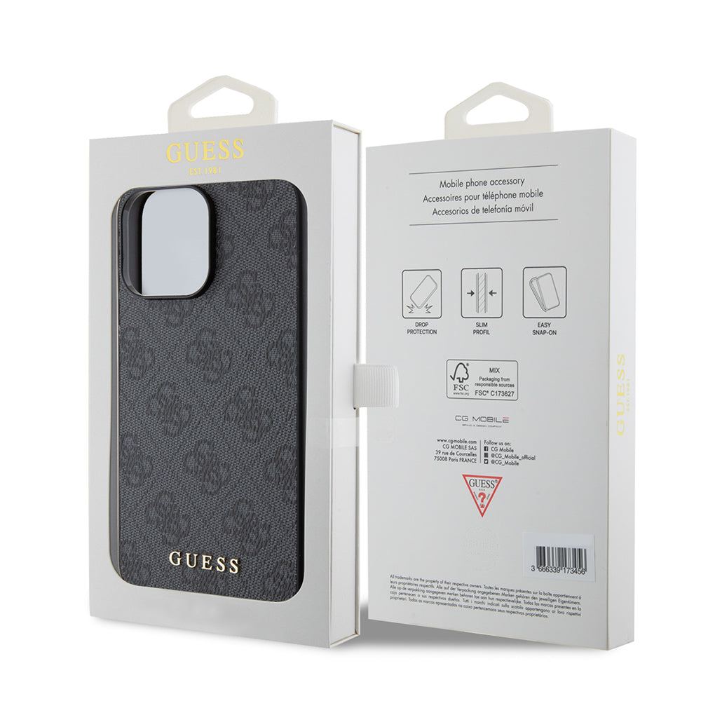 Etui na Apple iPhone 15 Pro Max, Guess, 4G Metal Gold Logo, Szare
