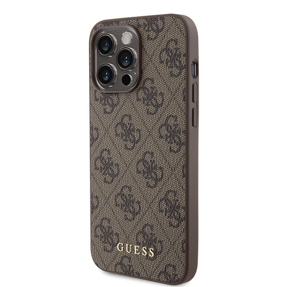 Etui na Apple iPhone 15 Pro Max, Guess, 4G Metal Gold Logo, Brązowy