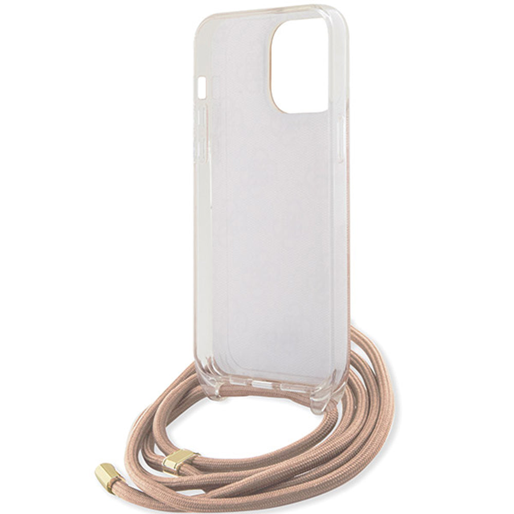 Etui na Apple iPhone 15 Pro Max, Guess, Crossbody Cord 4G Print, Różowy