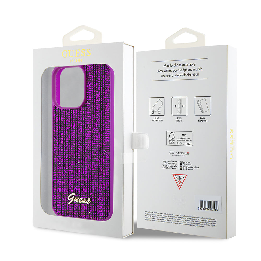 Etui na Apple iPhone 15 Pro Max, Guess, Disco Metal Script, Fuksja