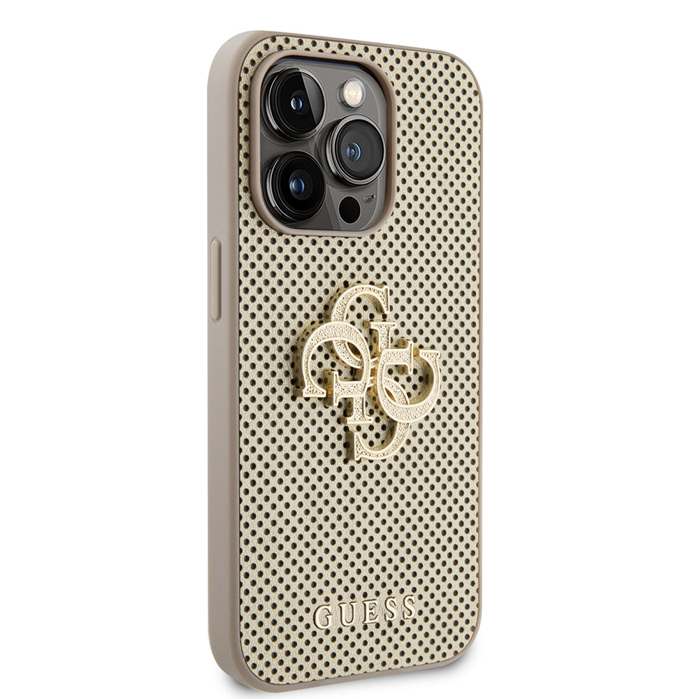 Etui na Apple iPhone 15 Pro Max, Guess, Perforated 4G, Złote