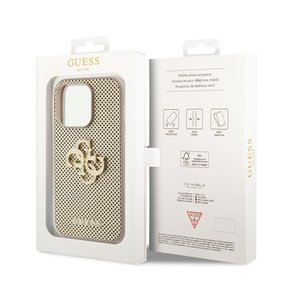 Etui na Apple iPhone 15 Pro Max, Guess, Perforated 4G, Złote