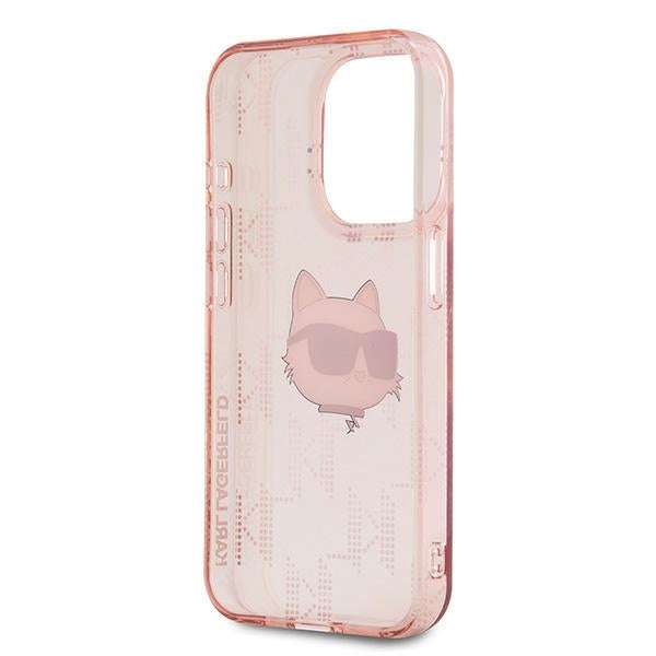 Etui na Apple iPhone 15 Pro Max, Karl Lagerfeld, IML Luxury Monogram Choupette's Head, Różowy