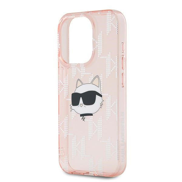 Etui na Apple iPhone 15 Pro Max, Karl Lagerfeld, IML Luxury Monogram Choupette's Head, Różowy