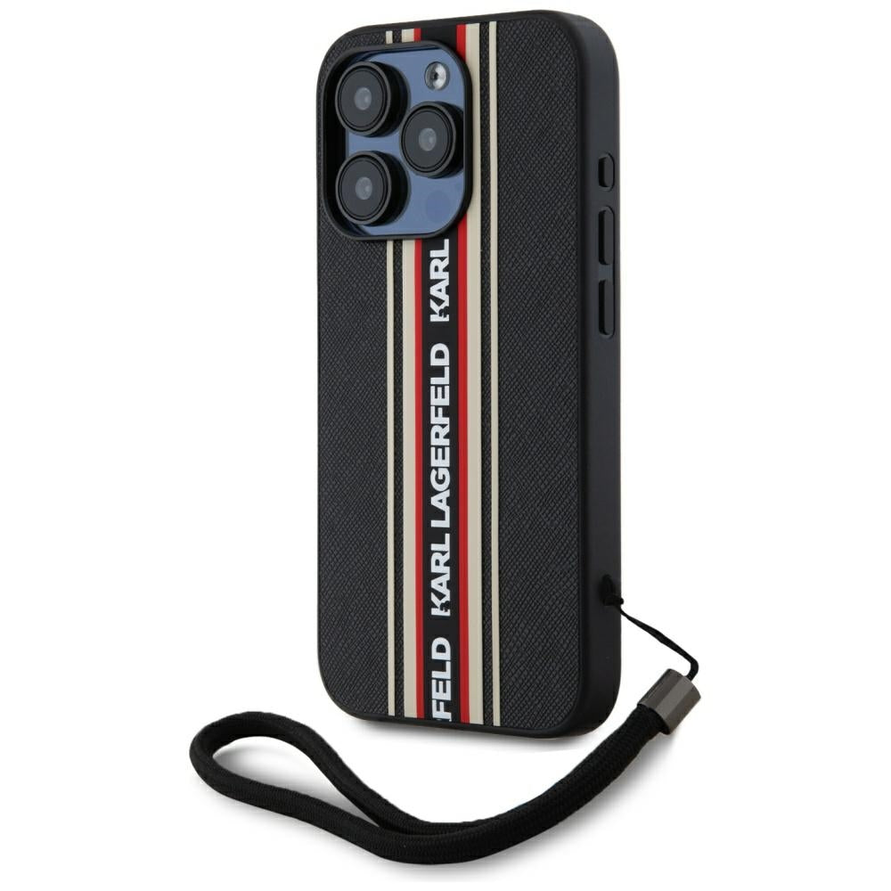 Etui na Apple iPhone 15 Pro Max, Karl Lagerfeld, Saffiano Athleisure Stripes with Strap, Rosie
