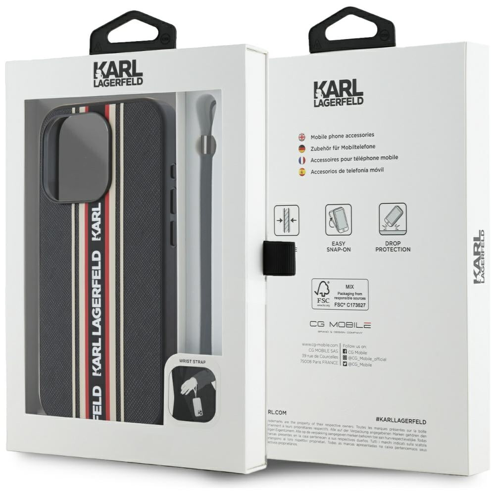 Etui na Apple iPhone 15 Pro Max, Karl Lagerfeld, Saffiano Athleisure Stripes with Strap, Rosie