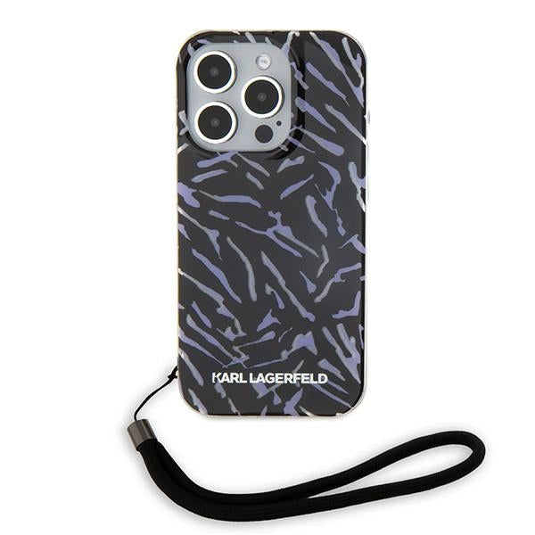 Etui na Apple iPhone 15 Pro Max, Karl Lagerfeld, Zebra with Cord Strap, Fioletowy
