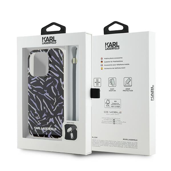 Etui na Apple iPhone 15 Pro Max, Karl Lagerfeld, Zebra with Cord Strap, Fioletowy