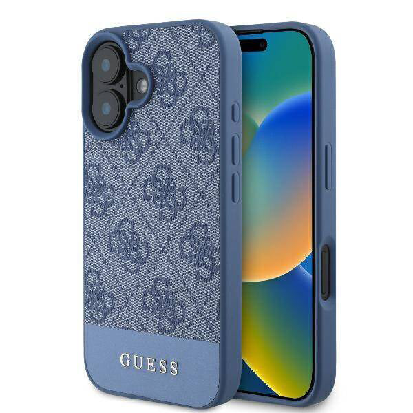 Etui na Apple iPhone 16, Guess, 4G Bottom Stripe, Niebieskie