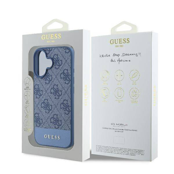 Etui na Apple iPhone 16, Guess, 4G Bottom Stripe, Niebieskie