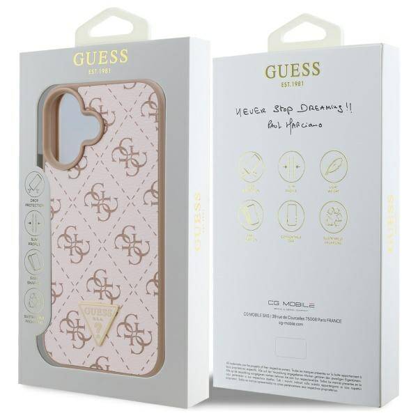 Etui na Apple iPhone 16, Guess, 4G Triangle Logo, Białe