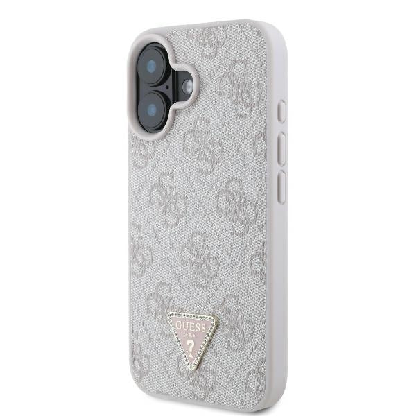 Etui na Apple iPhone 16, Guess, Crossbody 4G Triangle Strass, Niebieskie