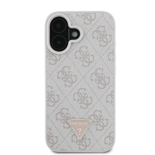 Case for Apple iPhone 16, Guess, Crossbody 4G Triangle Strass, Pink
