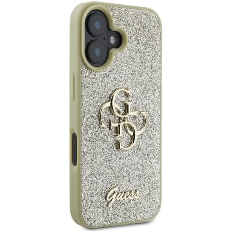 Etui na Apple iPhone 16, Guess, Fixed Glitter Big 4G, Złote