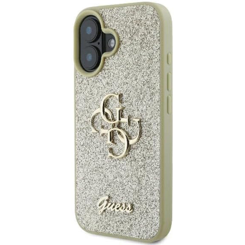 Etui na Apple iPhone 16, Guess, Fixed Glitter Big 4G, Złote