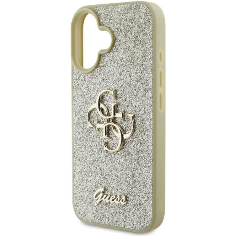 Etui na Apple iPhone 16, Guess, Fixed Glitter Big 4G, Złote