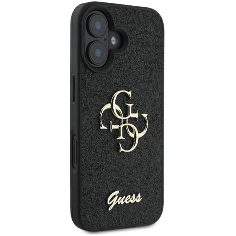 Etui na Apple iPhone 16, Guess, Fixed Glitter Big 4G, Czarne