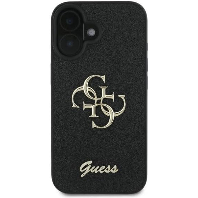 Etui na Apple iPhone 16, Guess, Fixed Glitter Big 4G, Czarne