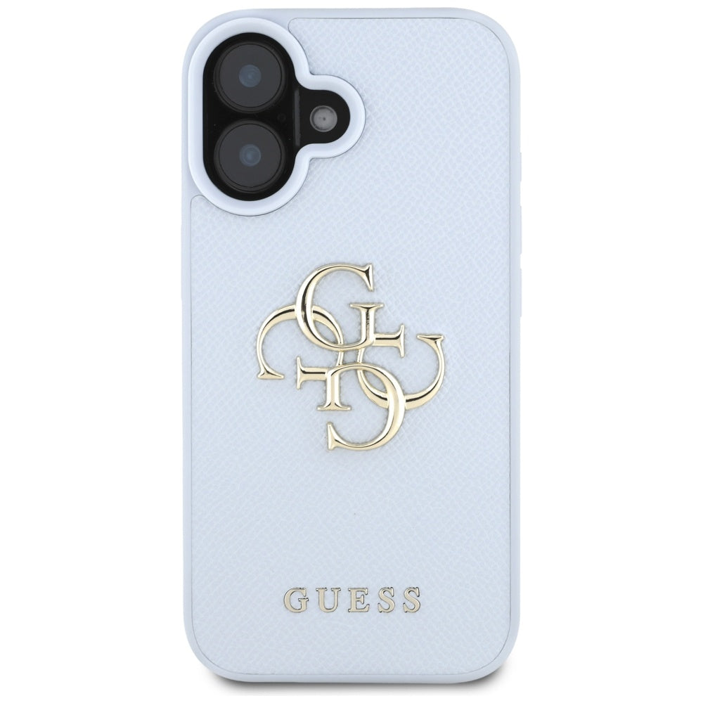 Etui na Apple iPhone 16, Guess, Grained Big 4G Logo Small Classic Logo, Niebieskie