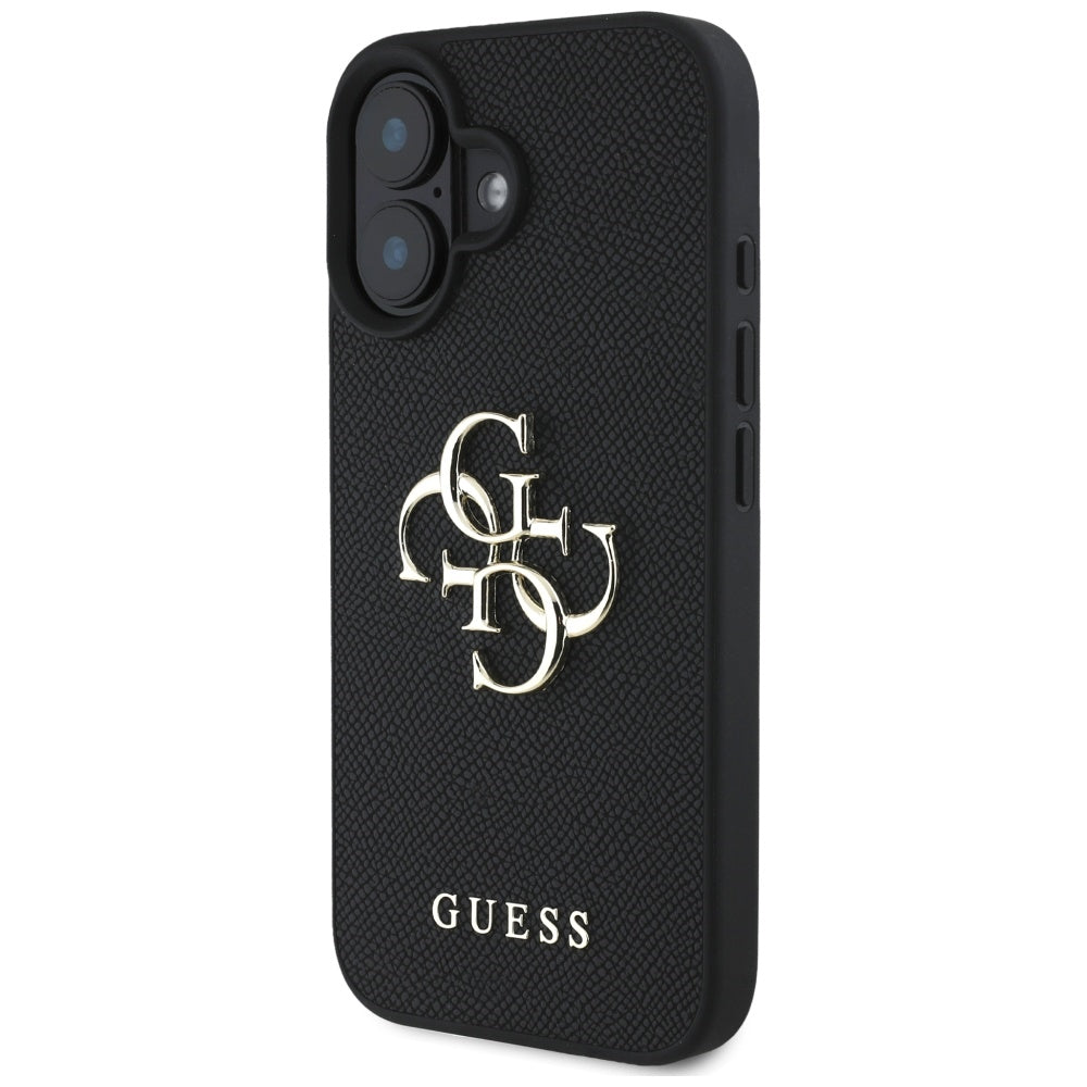 Etui na Apple iPhone 16, Guess, Grained Big 4G Logo Small Classic Logo, Czarne