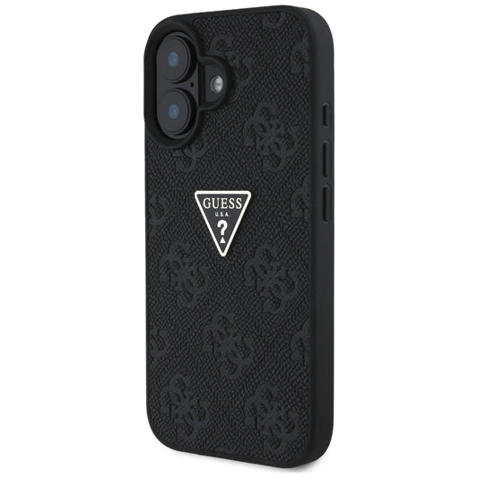 Etui na Apple iPhone 16, Guess, Hot Stamp 4G Pattern Triangle Logo, Czarne