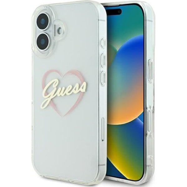 Etui na Apple iPhone 16, Guess, IML Heart, Przezroczyste