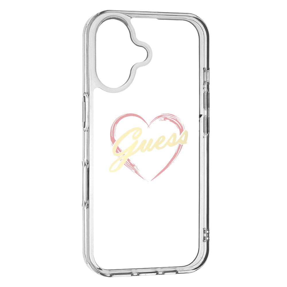 Etui na Apple iPhone 16, Guess, IML Heart, Przezroczyste