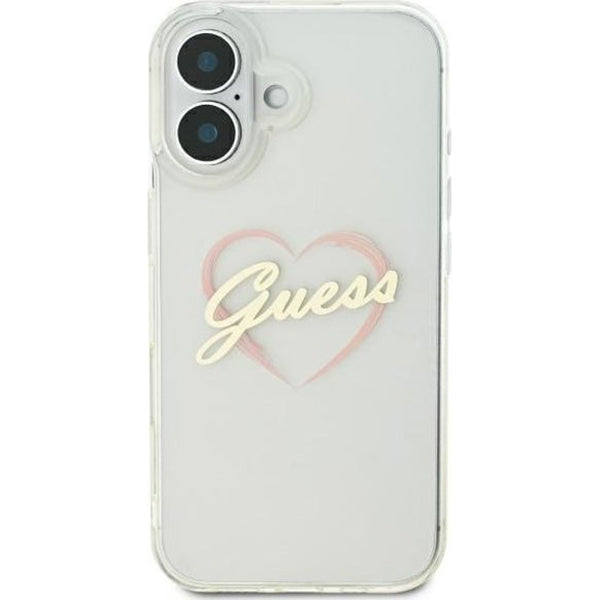 Etui na Apple iPhone 16, Guess, IML Heart, Przezroczyste