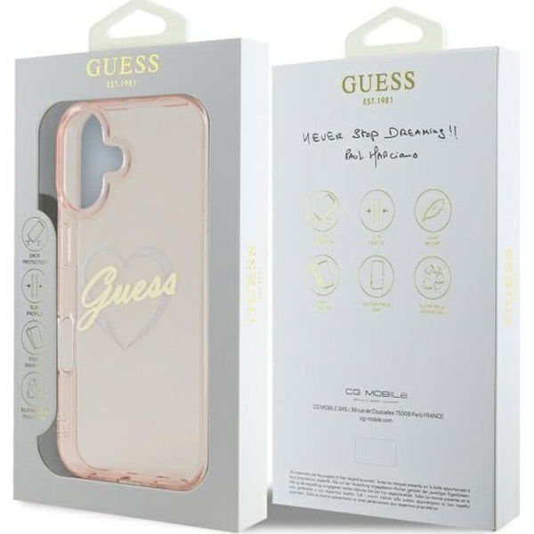 Etui na Apple iPhone 16, Guess, IML Heart, Przezroczyste