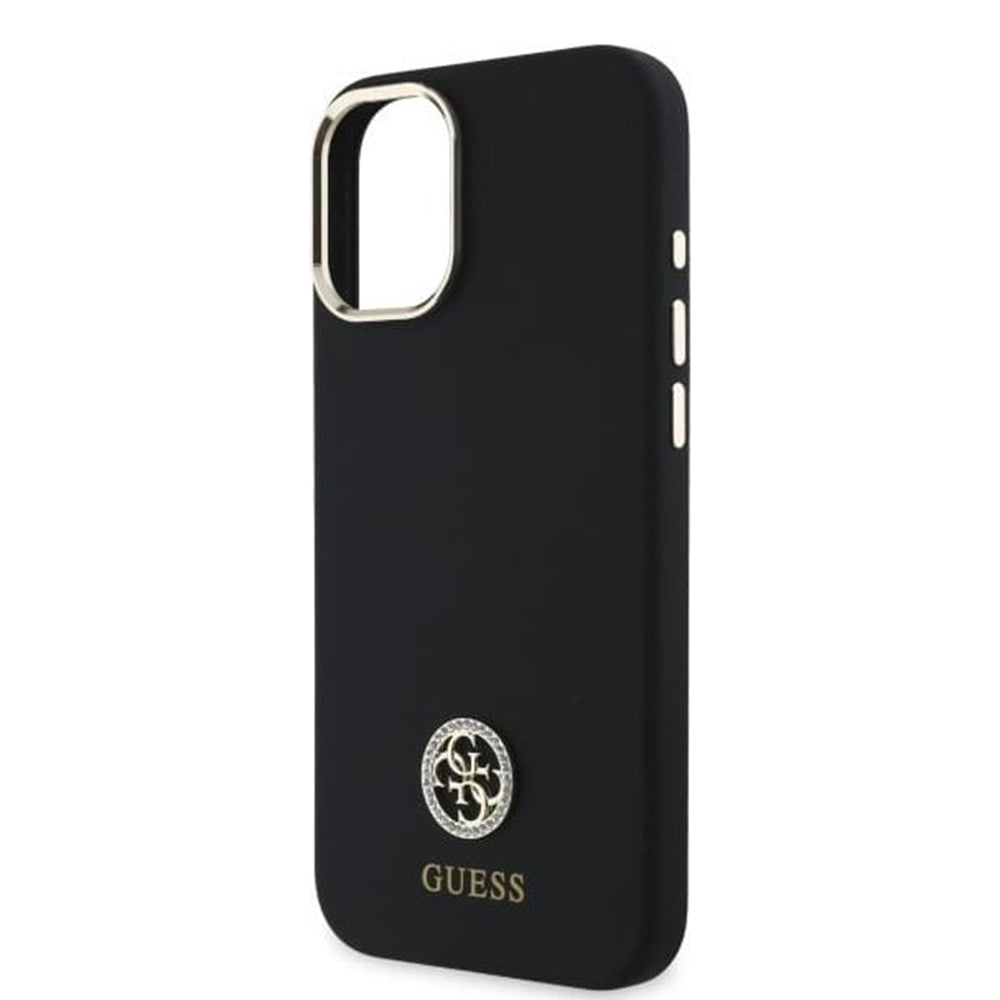 Etui na Apple iPhone 16, Guess, Logo Strass 4G, Czarne