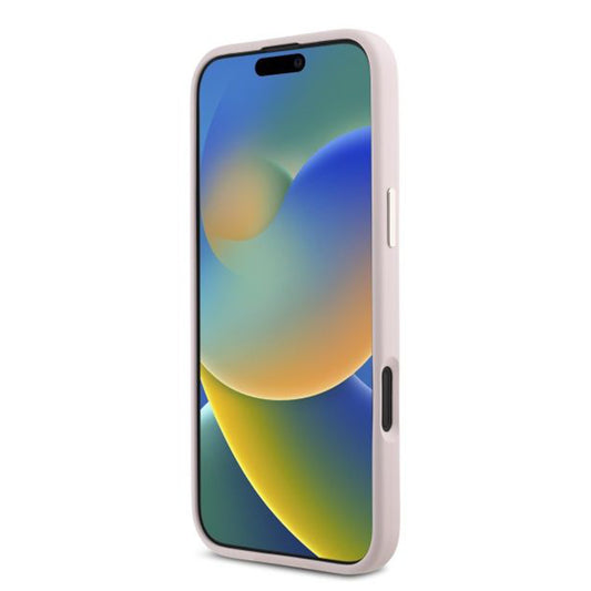 Etui na Apple iPhone 16, Guess, Script Metal Logo & Frame, Różowy