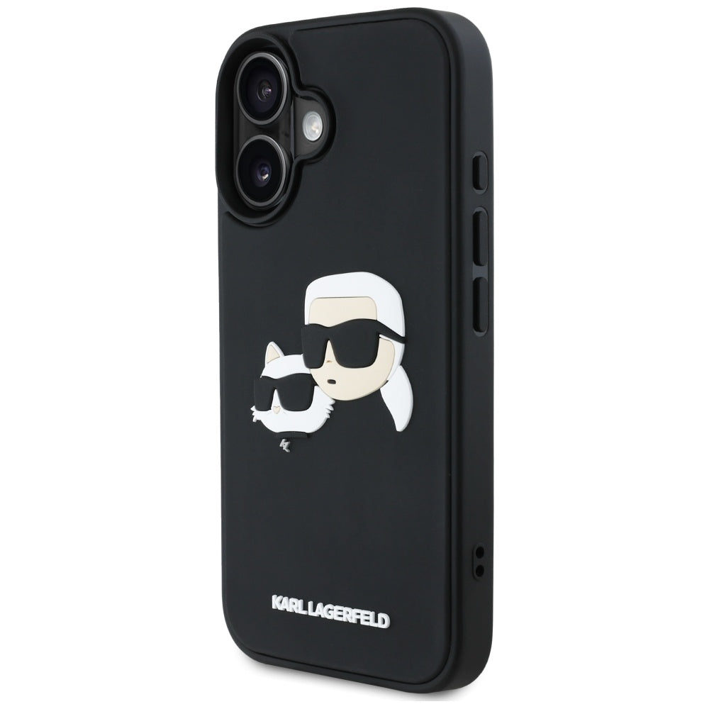 Etui na Apple iPhone 16, Karl Lagerfeld, 3D Rubber Karl & Choupette, Czarne