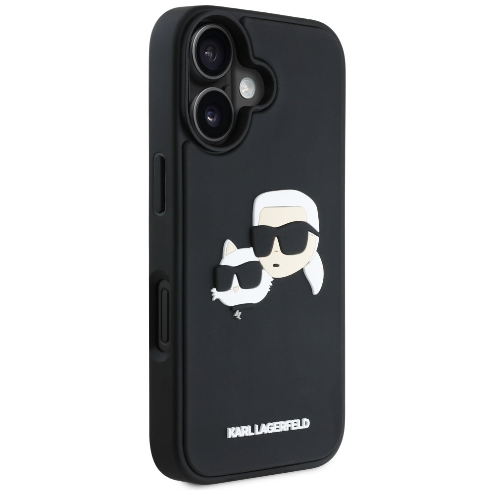 Etui na Apple iPhone 16, Karl Lagerfeld, 3D Rubber Karl & Choupette, Czarne