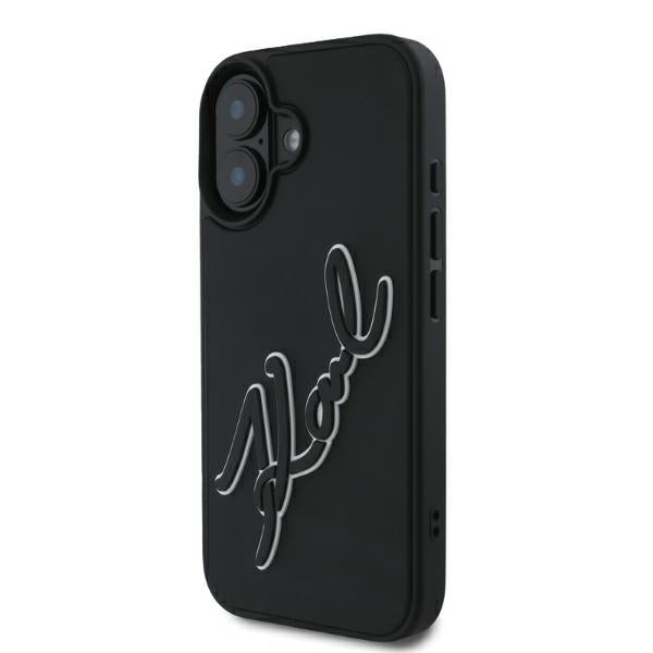 Etui na Apple iPhone 16, Karl Lagerfeld, 3D Rubber Signature, Czarne