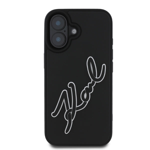 Etui na Apple iPhone 16, Karl Lagerfeld, 3D Rubber Signature, Czarne