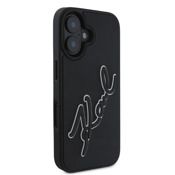 Etui na Apple iPhone 16, Karl Lagerfeld, 3D Rubber Signature, Czarne