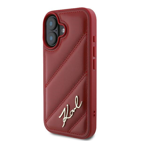 Case for Apple iPhone 16, Karl Lagerfeld, Diagonal Quilted Script, Pink