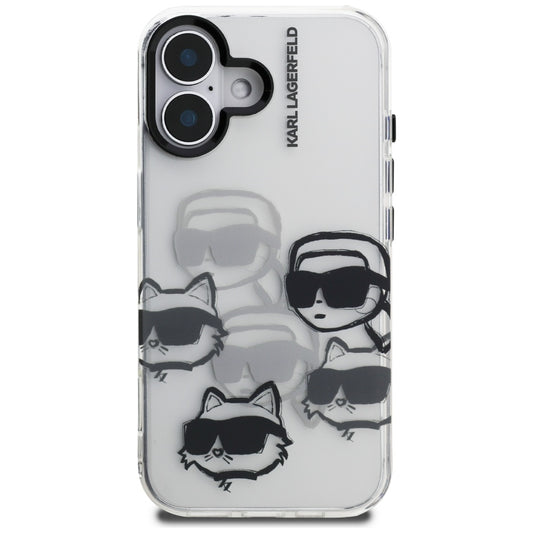 Etui na Apple iPhone 16, Karl Lagerfeld, IML Luxury Multi Head Pattern, Przezroczyste