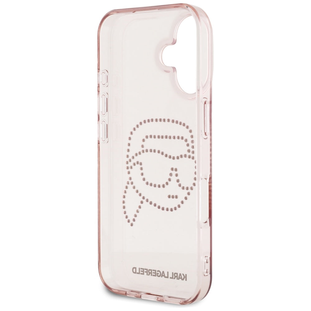 Etui na Apple iPhone 16, Karl Lagerfeld, IML Rhinestones Karl's Head, Różowy