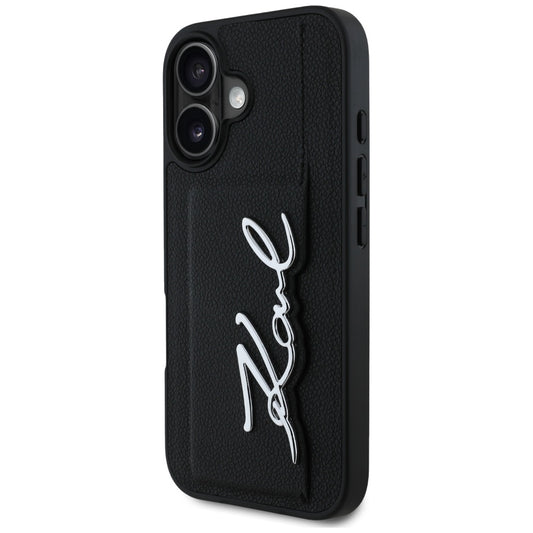 Etui na Apple iPhone 16, Karl Lagerfeld, Metal Signature, Czarne