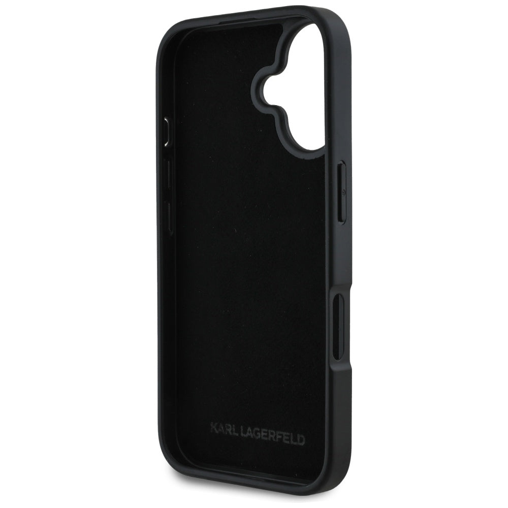 Etui na Apple iPhone 16, Karl Lagerfeld, Metal Signature, Czarne