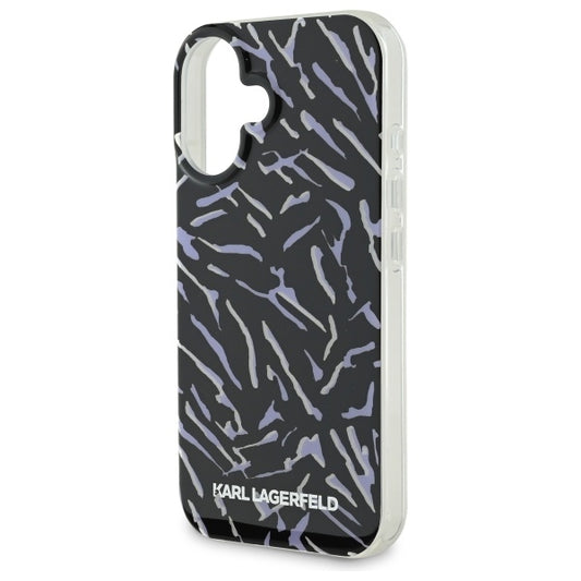 Etui na Apple iPhone 16, Karl Lagerfeld, Zebra with Cord Strap, Fioletowy