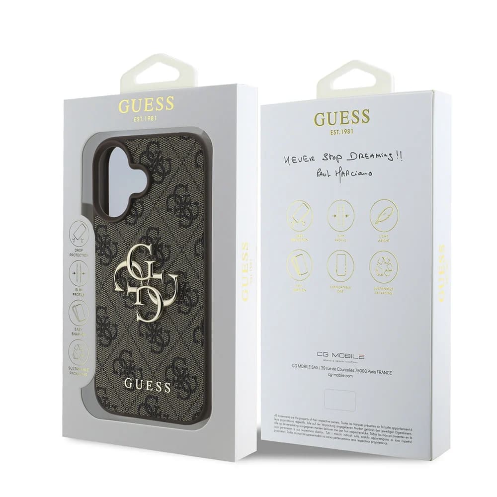 Case for Apple iPhone 16 Plus, Guess, 4G Big Logo, Brown